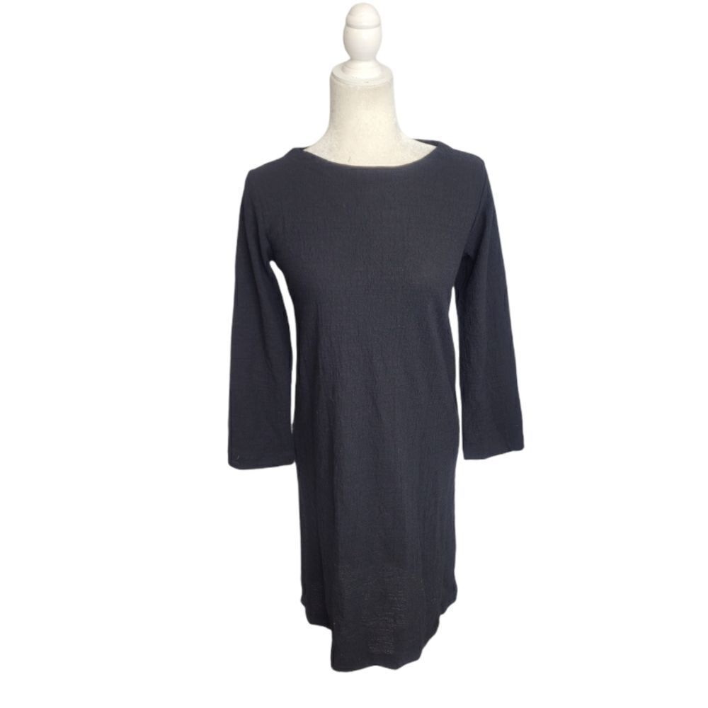 VINTAGE 90s ONA long sleeve black wool lagenlook dress made in USA S